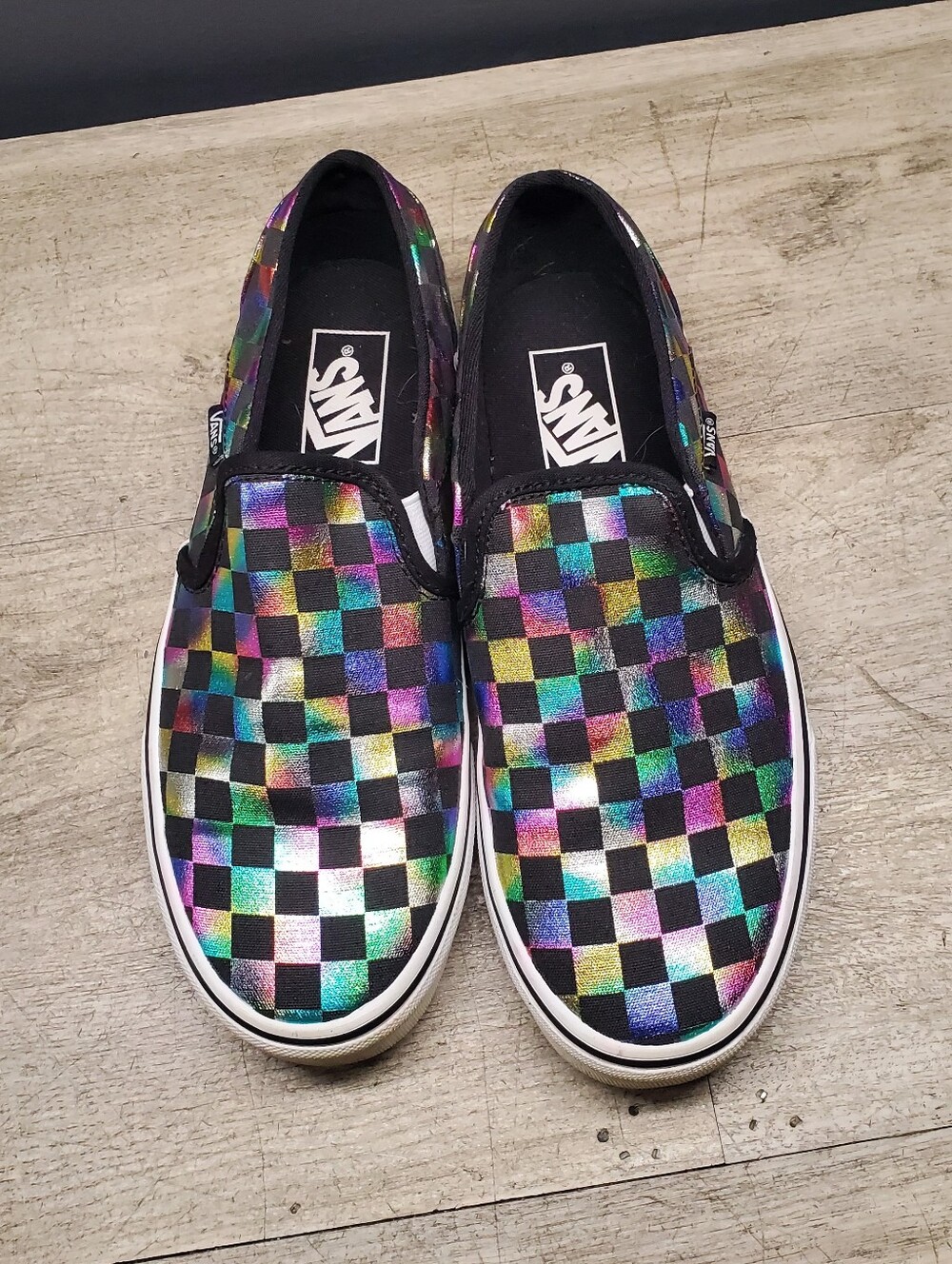 Vans slip on Iridescent Checkerboard sneakers Women's Size 8